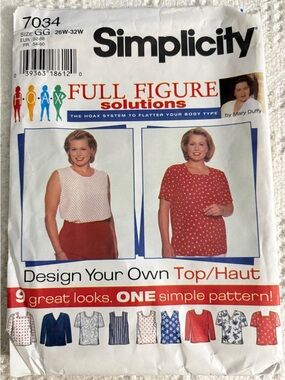 Simplicity Full Figure Solution Pattern 7034 GG for Women’s Tops
